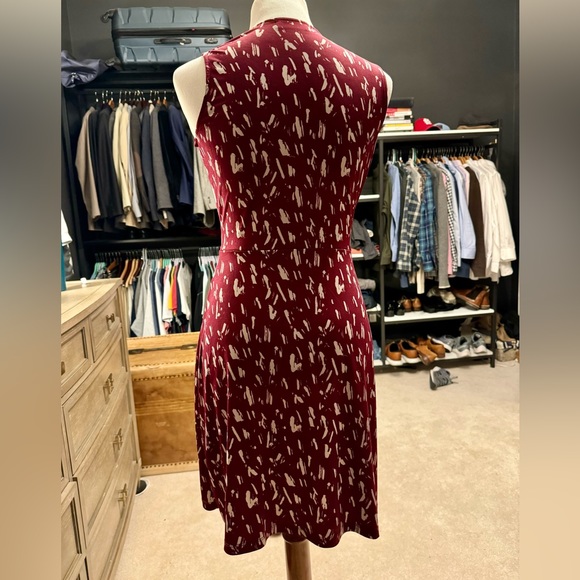 Red and cream sleeveless faux wrap dress; size medium petite - Picture 4 of 4